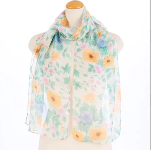 Floral Print Silk Scarf Lightweight Chiffon Neck <b>Wrap</b> Soft Sheer Satin <b>Shawl</b> for Women Summer Beach Cover-Up Scarves - Product Image 6