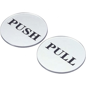 Round Diameter 2inches Waterproof Plastic Acrylic Abs Metal Like Brushed Silver Sticker <strong>Push</strong> <strong>Pull</strong> <strong>Door</strong> <strong>Sign</strong> - Product Image 3