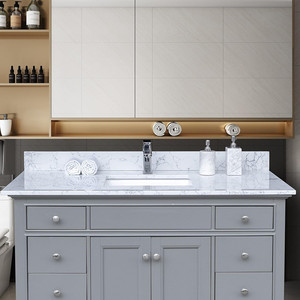 Lavabos de salle de bains en céramique Cuvette en céramique dosseret 1 trou pré-percé Lavabo sous-plan - Product Image 2