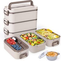 Boîte à lunch rectangulaire moderne, 304, multi-couches, isolée, 1000 ml, étanche, écologique, en matériau de qualité alimentaire, portable