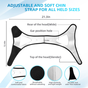 白い三角形のいびき防止ガード調整可能ないびきストッパージョーベルト男性用あごストラップ - Product Image 5