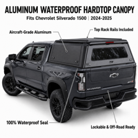 Capot rigide étanche en aluminium pour benne de pick-up Chevrolet Silverado 1500 2024 2025, coque de camping tout-terrain
