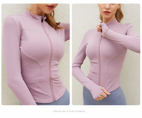 Veste de course à séchage rapide pour femme, coupe ajustée, col montant, couleur unie, respirante, antibactérienne, grande taille