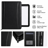 Portafolio de Cuero PU A4 con Cierre y Logotipo Personalizado, Bolsa para Documentos con Ranuras para Tarjetas y Ventana para Identificación, Organizador de Oficina, Venta al Por Mayor