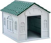 Villa de Lujo Moderna para Perros Grandes, con Techo de Hierro y PP, Orificios de Ventilación, Diseño de Costuras Espaciosas, Rojo-Blanco