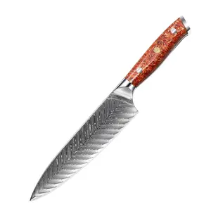 Damascus Steel Maple Leaf Pattern Chef's Knife Carving Knife Home Chef's Knife VG10 Handle