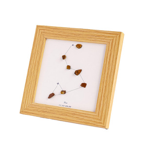 Cornice Portafoto Quadrata da 4 Pollici con Cristalli Naturali <span class=keywords><strong>Segno</strong></span> <span class=keywords><strong>Zodiacale</strong></span>, Ornamento in Ametista, Citrino, Agata, Pietra Grezza, Sfondo Bianco, da Tavolo - Product Image 5
