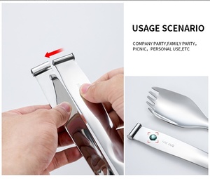 Detachable 304 Stainless Steel Knitchenware Double-Ended <strong>Serving</strong> Spoon Clip Multifunctional Food <strong>Tongs</strong> With Restaurant - Product Image 4