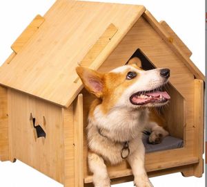 Casa para Mascotas de Madera Resistente, Fácil de Montar y Desmontar, con Ventilación, Cama de Bambú Sólido para Interiores, Fabricada en Fábrica, en Tamaños Grandes y Pequeños Personalizables - Product Image 5