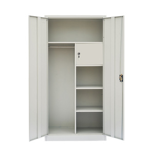 Modern Steel Closet Locker with <b>Mirror</b> 2-Door Space Saving <b>Wardrobe</b> for Office & Workshop Use Metal Cabinet - Product Image 1