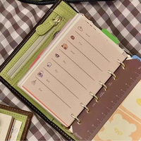 Reliure à anneaux en cuir A7 avec poche zippée, emplacements pour cartes, boucle pour stylo, carnet à feuilles mobiles, journal, planificateur, couverture