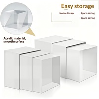 Boîte de présentation carrée blanche en acrylique personnalisable à cinq côtés pour figurines, support à gâteaux de mariage, facile à nettoyer