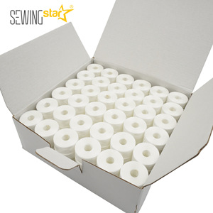 Hilo de bobina para bordar SEWINGstar, poliéster blanco 1.0x, con orificio Bollback para equipos de procesamiento de prendas - Product Image 1