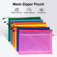 Bolsa de Malla con Cierre, Ecológica y Portátil, de Gran Capacidad, Impermeable, de PVC, para Almacenamiento de Papelería y Juguetes, Directo de Fábrica