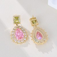 Boucles d'oreilles pendantes en forme de goutte de zircon avec aiguille en argent 925 Accessoires de robe de banquet Grandes boucles d'oreilles goutte d'eau Fashion Dangle