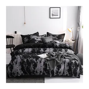 Juego de ropa de cama de diseño moderno para adultos, edredón personalizado, ropa de cama King, sábana y funda de almohada, estampado de calidad, 4 Uds.