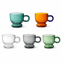 350ml Leichtgewichtige Farbige Durchscheinende Glas-Tasse mit Griff für Kaffee, Tee, Saft, Milch, Haushalt und Küche