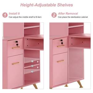 Mesa de Manicure Rosa para Salão de Beleza com Coletor de Pó e Cadeira de Unhas - Product Image 3