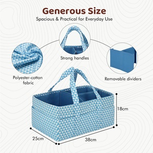 Organisateur de couches portable avec poignée, design triangle bleu, grand compartiment amovible, sac de rangement multifonctionnel - Product Image 2