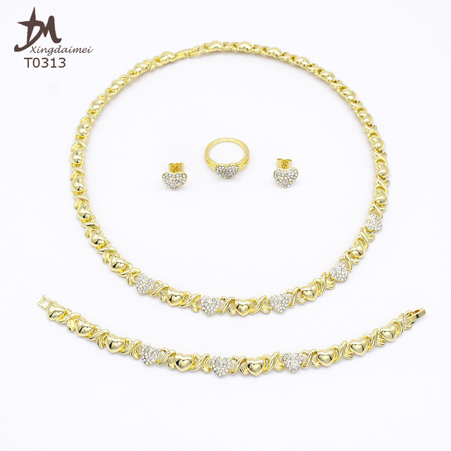 T0313 Wholesale High Quality Latest Design 18K Gold Plated Jewelry Set