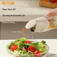 Bouteille d'huile en verre à ouverture et fermeture automatiques, sans gouttes, grande capacité, distributeur d'huile anti-fuite pour la cuisine et la cuisson (vente en gros)