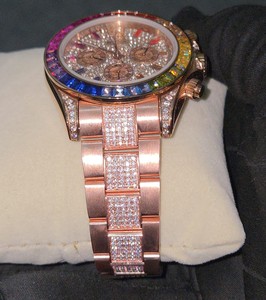 นาฬิกาข้อมือผู้ชายแฟชั่นธุรกิจ สปอร์ต หรูหรา สแตนเลสสตีล โครโนกราฟ คริสตัลแซฟไฟร์ ประดับเพชรหลากสี ระบบควอตซ์ สไตล์ฮิปฮอป - Product Image 2