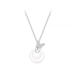 Collar con Colgante de Mariposa de Estilo Chino con Cierre de Seguridad, Colgante de Zirconia, Imitación de Jade, Cadena para Clavícula, para Mujer - Product Image 2