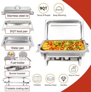 Wholesale Rectangle Chaffing Dishes Buffet Catering Stainless Steel Rechaud Inox Retangular Cheffing Dishes - Product Image 2