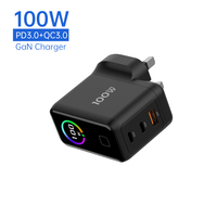 Chargeur rapide GaN 100W TOMMOX, chargeur numérique de voyage pour PC, prise personnalisée, chargeur multi-ports AI pour iPhone, Samsung, ordinateur portable, tablette, smartphone