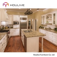 Importation de Chine, armoires de cuisine modulaires en bois massif durables avec comptoirs en marbre/laminé, livraison directe par l'usine
