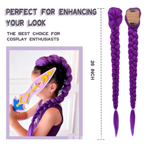 Commerce extérieur transfrontalier : Perruque tressée violette <span class=keywords><strong>Lumi</strong></span> Demon Hunter Squad Euro-Américaine, extension de cheveux tressés colorés - Product Image 4