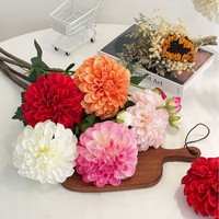 Bunga Dahlia Buatan Realistis Berkualitas Tinggi, Tangkai Tunggal 2 Kepala, Sentuhan Asli, Dekorasi Meja Pesta Pernikahan Rumah, Bunga Sutra Imitasi