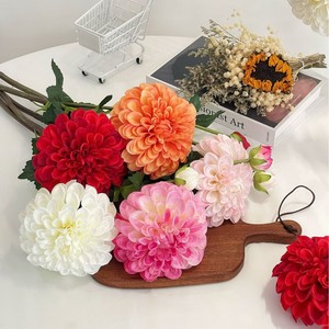 Fleurs artificielles en soie <span class=keywords><strong>de</strong></span> haute qualité, réalistes, à tige unique, 2 têtes <span class=keywords><strong>de</strong></span> dahlias, toucher réel, pour la décoration <span class=keywords><strong>de</strong></span> mariage, <span class=keywords><strong>de</strong></span> la maison, des fêtes, des tables - Product Image 2