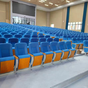 Silla moderna de tela para auditorio, cine, iglesia, empresa, conferencias, multifuncional, con marco de metal y tablero plegable para escribir. - Product Image 3