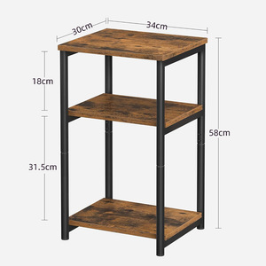 Mesa auxiliar informal para el hogar/mesa de centro, combinación de hierro y madera, estante de tres niveles para colocar junto a la cama, dormitorio/sala de estar - Product Image 4