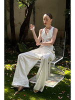 Gilet de costume pour femme, personnalisable, en pur lin, robuste, coupe ajustée, style débardeur, style 'Old Money', pour pantalon d'été