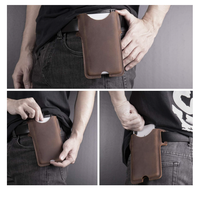 Étui de téléphone portable en cuir véritable YY pour ceinture-étui de téléphone en cuir, gaine et pochette pour iPhone 12, 12 Pro Max