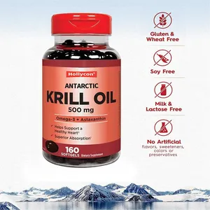 Private Label Factory Wholesale Omega 3 Astaxanthin Supports Healthy Heart Antarctic Krill Oil Softgels