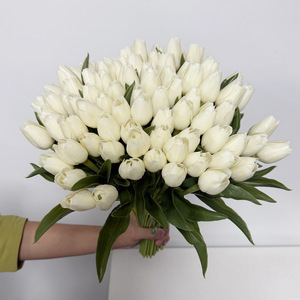 Ramo de Tulipanes Blancos de 10cm-30cm, Flores Artificiales de Plástico PE, Plantas Decorativas para Interiores y Exteriores - Product Image 3