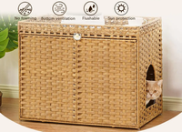 Enclos et maison pour chat en rotin tressé à la main avec design dissimulé et 2 crochets en S pour salon et chambre