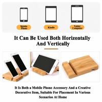 Soporte de Escritorio para Teléfono de Bambú Natural Personalizado con Diseño de Borde Redondeado de Doble Ranura, Soporte Antideslizante para Teléfono Celular y Tableta