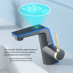 Robinet de cuisine et salle de bain moderne intelligent, sans contact, à poignée unique, thermostatique, <span class=keywords><strong>avec</strong></span> éclairage LED et valve en céramique, à monter sur comptoir, monotrou - Product Image 4