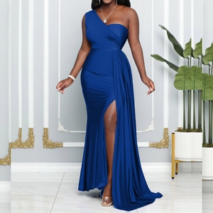 Vestidos de Noche Elegantes para Mujer, Sin Mangas, de Un Solo Hombro, Ajustados, de Cintura Alta, con Abertura, a la Moda - Product Image 4