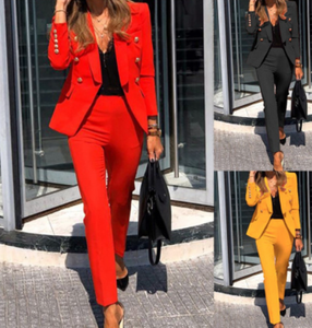 2022 costumes pour femmes bureau dames formelles Blazers et pantalons <span class=keywords><strong>ensemble</strong></span> deux pièces - Product Image 1