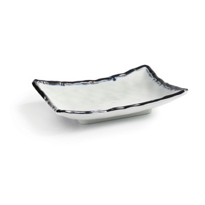 Piatto Rettangolare Quadrato Bianco con Bordo Nero, Piccolo Piatto da Servizio - Product Image 1