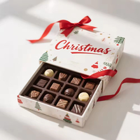 Boîte d'emballage de chocolat personnalisée 9 12, boîte de chocolat de Noël en papier écologique de luxe avec fenêtres transparentes