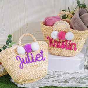 Cesta de Paja para Mujer, Cestas para Damas de Honor de Boda, Bolso de Playa para Viajes de Verano con Nombre, Regalo para Despedida de Soltera - Product Image 2