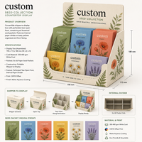 Boîte de présentation de graines personnalisée imprimée en couleur, emballage en carton pour six sachets, présentoir de comptoir pour les centres de jardinage
