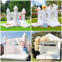Structure de jeu gonflable multifonctionnelle combinant château gonflable, toboggan et piscine à balles, équipement de divertissement pour les anniversaires d'enfants