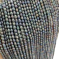 Perles d'eau douce naturelles noires ovales 4-5 mm en vrac pour la fabrication de colliers DIY